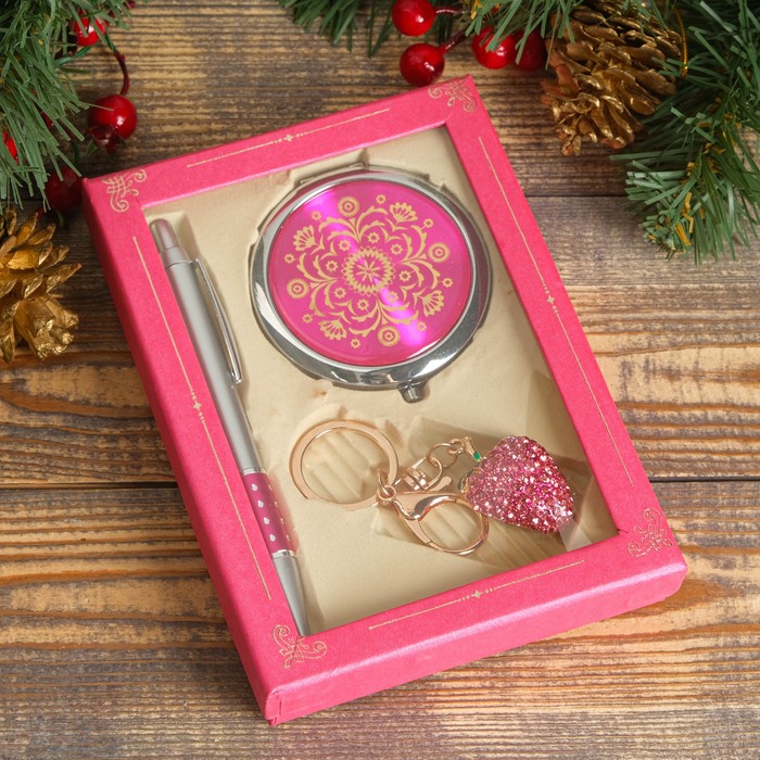 Набор подарочный 3в1 (ручка, зеркало, брелок) микс
Набор подарочный 3в1 (ручка, зеркало, брелок) микс