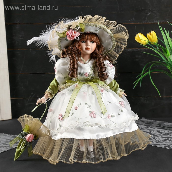 Кукла коллекционная керамика "Лидия в оливковом платье с цветами с зонтом" 30 см
Кукла коллекционная керамика "Лидия в оливковом платье с цветами с зонтом" 30 см