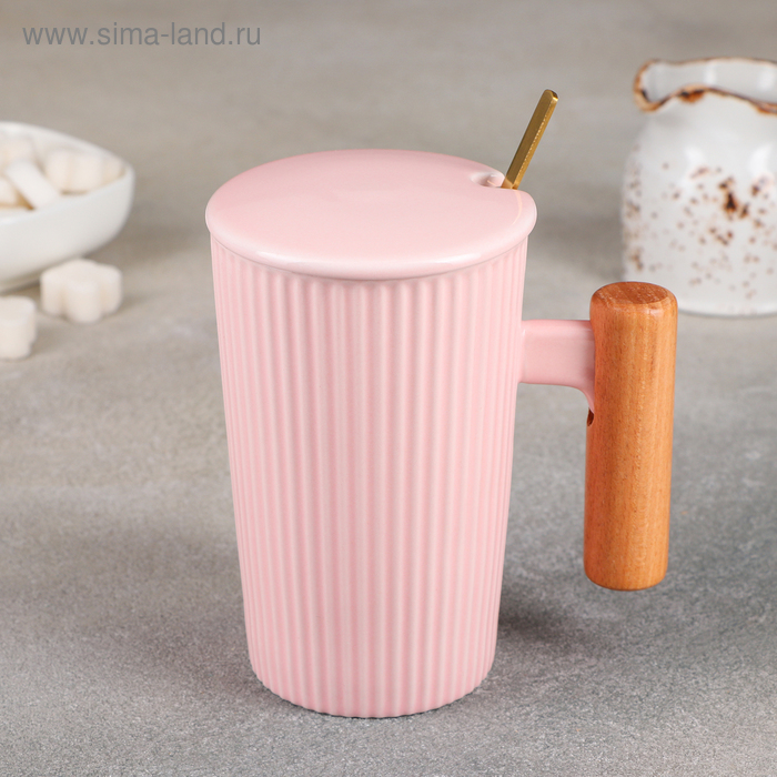 Кружка «Нежность», 450 мл, с керамической крышкой и ложкой, цвет МИКС 
Кружка «Нежность», 450 мл, с керамической крышкой и ложкой, цвет МИКС