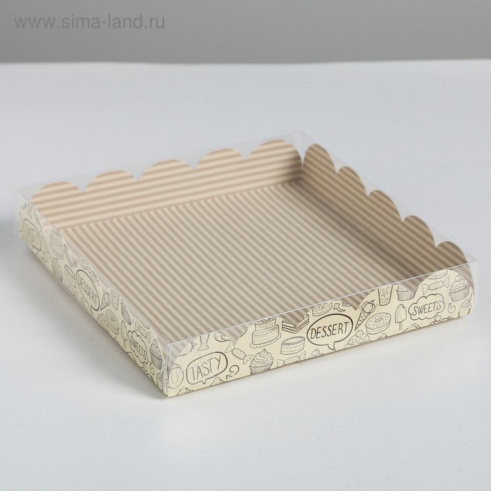 Коробка для кондитерских изделий с PVC-крышкой Desert, 18 × 18 × 3 см 
Коробка для кондитерских изделий с PVC-крышкой Desert, 18 × 18 × 3 см