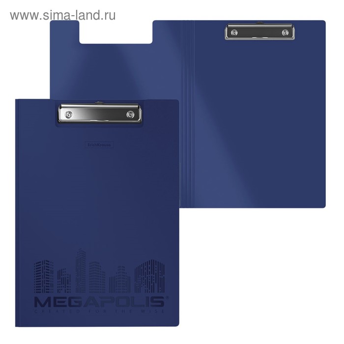 фото Папка-планшет пластиковая а4 erichkrause "megapolis" синий 50145