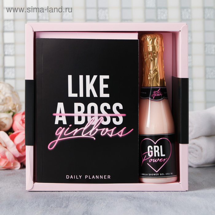 Подарочный набор ежедневник А5, 80 листов и шампанское гель для душа Like girlboss
Подарочный набор ежедневник А5, 80 листов и шампанское гель для душа Like girlboss