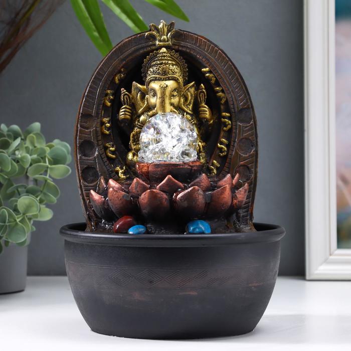 Фонтан настольный от сети "Ганеша в лотосе" 28х19х19 см
Фонтан настольный от сети "Ганеша в лотосе" 28х19х19 см