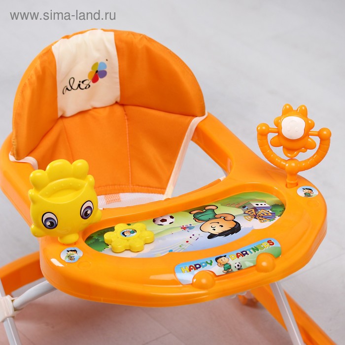 фото Ходунки «солнышко с», 7 колес, муз. игрушки, колеса силикон, оранжевый alis