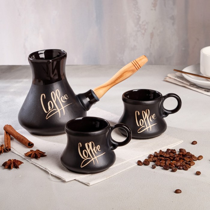 Кофейный набор черный, матовый, 3 предмета: турка с деревянной ручкой 0.6 л; кружки 0.2 л, 1 сорт
Кофейный набор черный, матовый, 3 предмета: турка с деревянной ручкой 0.6 л; кружки 0.2 л, 1 сорт