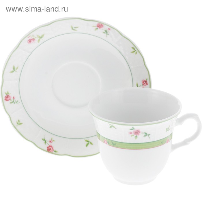 Чашка 225 мл с блюдцем 155 мм высокая Menuet, декор «Роза, зелёная отводка»
Чашка 225 мл с блюдцем 155 мм высокая Menuet, декор «Роза, зелёная отводка»