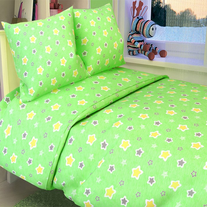Постельное бельё Галчонок «Звёздочки» цвет зелёный, 147х112, 150х100, 40х60 - 1шт, бязь, 120±6 гр 
Постельное бельё Галчонок «Звёздочки» цвет зелёный, 147х112, 150х100, 40х60 - 1шт, бязь, 120±6 гр