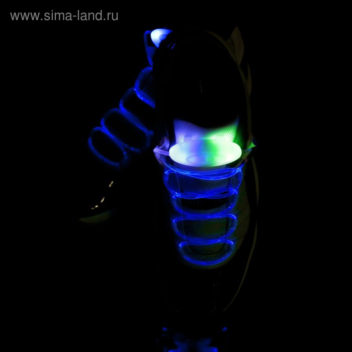 фото Светодиодные шнурки, 80 см, от 2 х cr2032, 3 режима, цвет свечения сине-зеленый