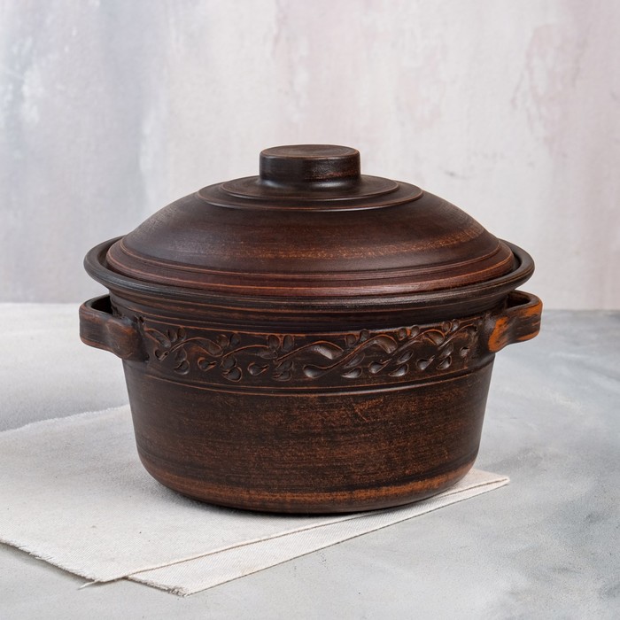 Кастрюля "Узорная", с ручками, декор, красная глина, 2 л
Кастрюля "Узорная", с ручками, декор, красная глина, 2 л