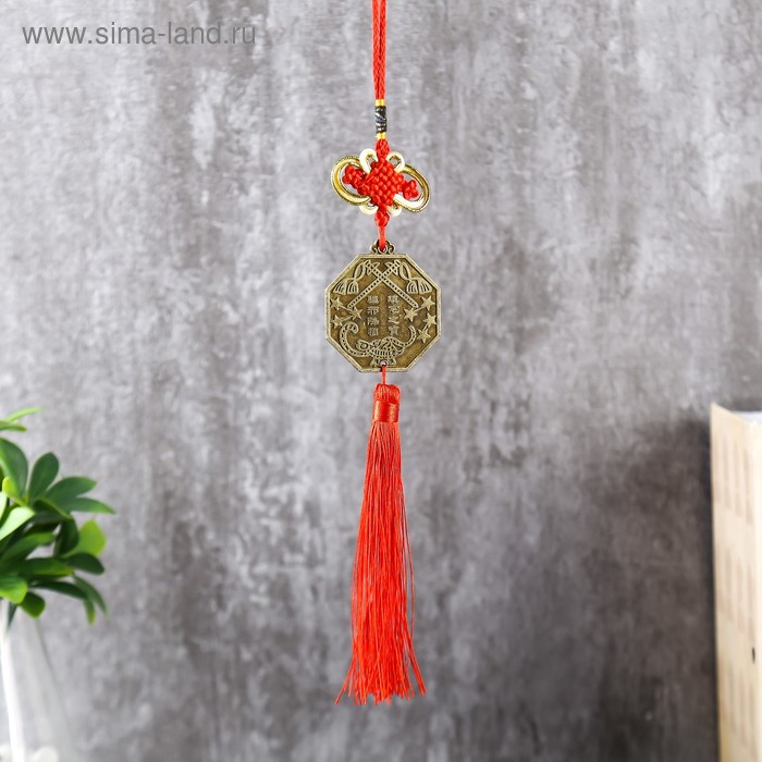 фото Подвеска металл "монета инь-ян с узлом счастья" 35х5,5х0,5 см