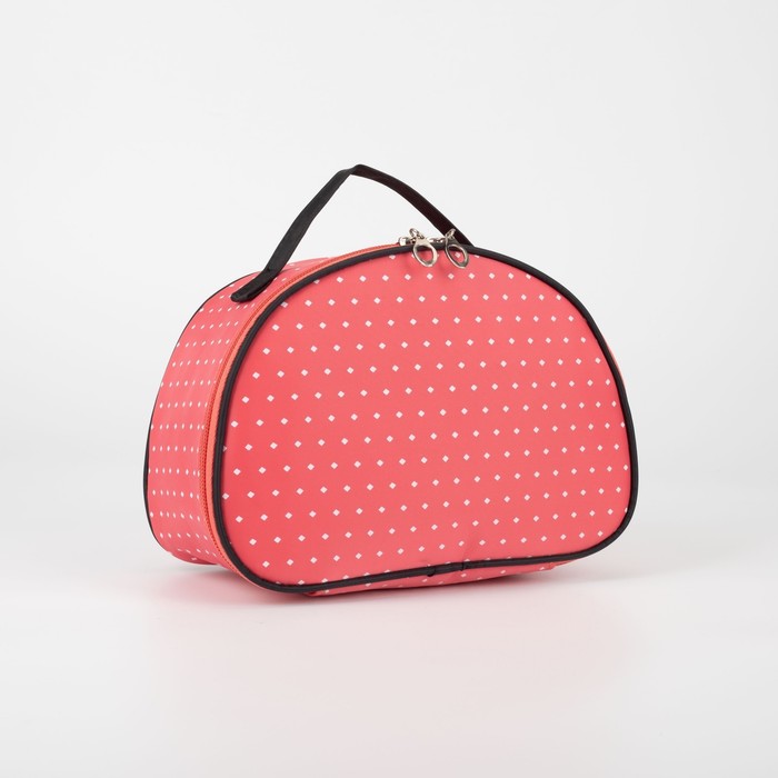 фото Косметичка-сундучок, отдел на молнии, цвет коралловый