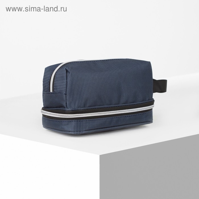 фото Косметичка, 2 отдела на молниях, цвет синий