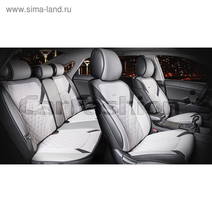 Накидки Sting Plus, 3D, твид- экокожа, набор на весь салон, черный/серый