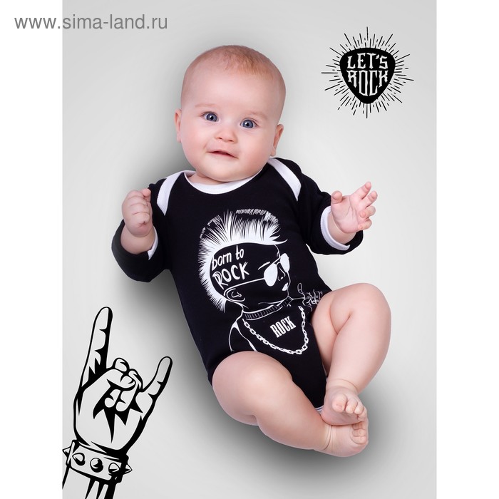 Боди детское с длинным рукавом ROCK BABY 1 BORN TO ROCK, рост 74 см
Боди детское с длинным рукавом ROCK BABY 1 BORN TO ROCK, рост 74 см