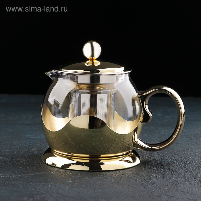 фото Чайник заварочный «роскошь», 800 мл, 17×12×13,5 см, цвет золото
