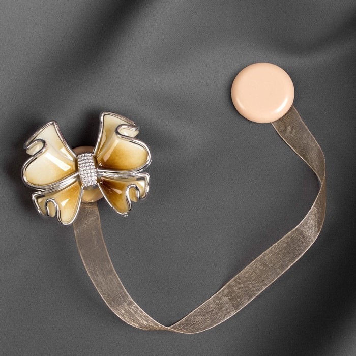 фото Подхват для штор «бант», 6 × 5 см, цвет бежевый арт узор