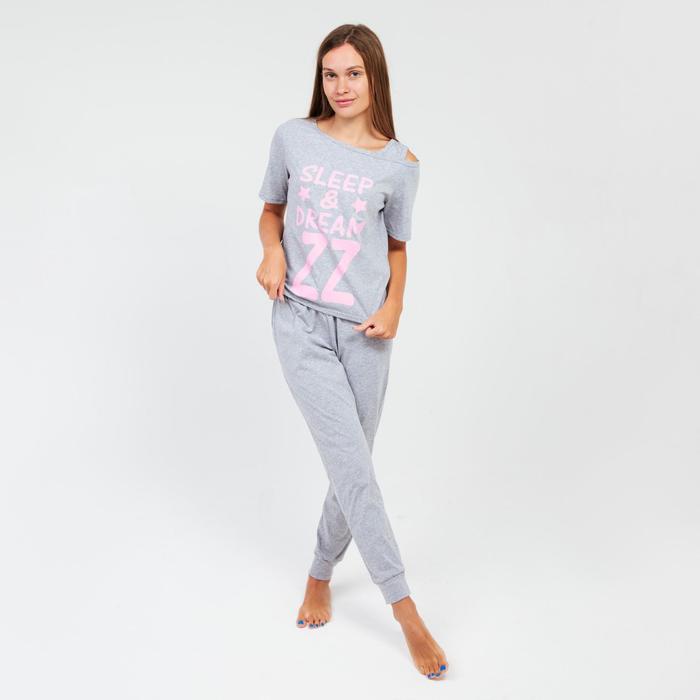Костюм женский (футболка, брюки), цвет серый, размер 46
Костюм женский (футболка, брюки), цвет серый, размер 46
