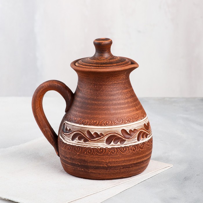 Кувшин "Ирон", роспись ангобом, красная глина, 0.8 л
Кувшин "Ирон", роспись ангобом, красная глина, 0.8 л