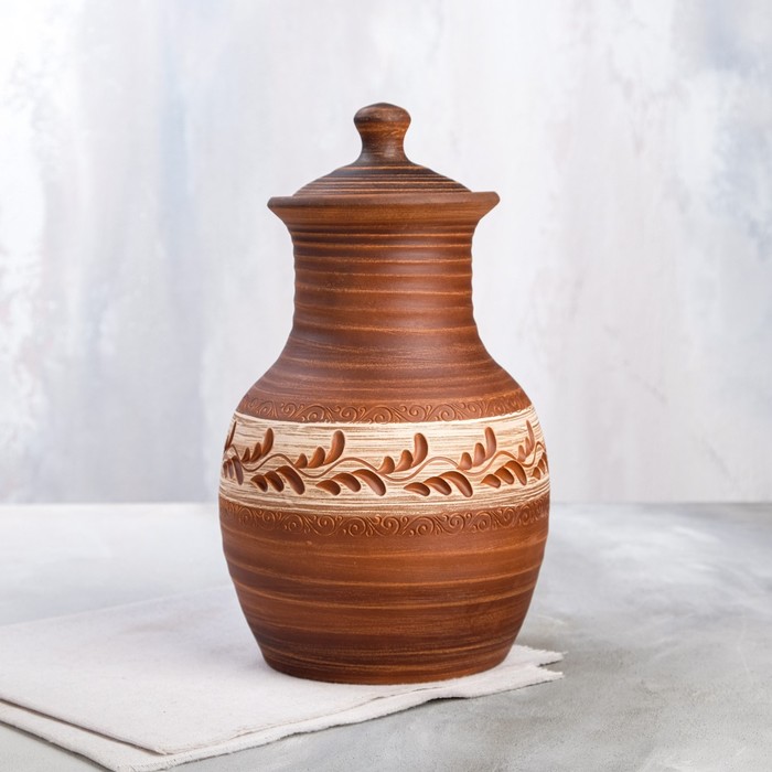 Кувшин с крышкой "Крынка", роспись ангобом, красная глина, 2.5 л, микс
Кувшин с крышкой "Крынка", роспись ангобом, красная глина, 2.5 л, микс