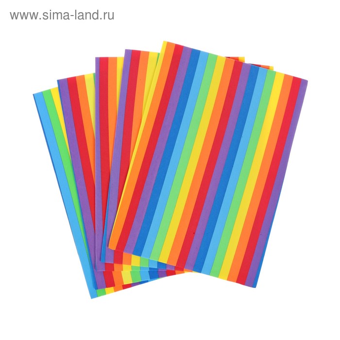 фото Фоамиран радужный набор а4, 2 мм, devente, 5 листов