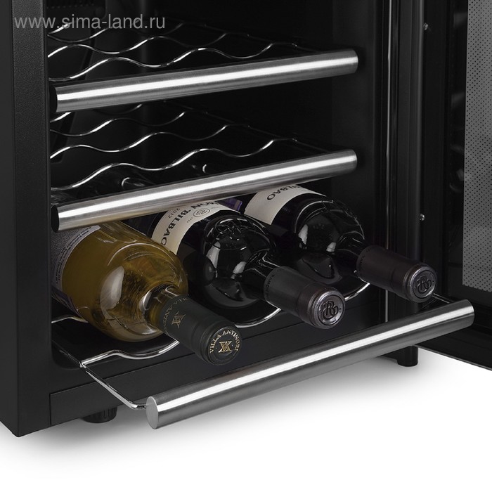 фото Винный шкаф kitfort кт-2407, 140 вт, 7 полок, 60 л, 21 бутылка, 2 климатические зоны