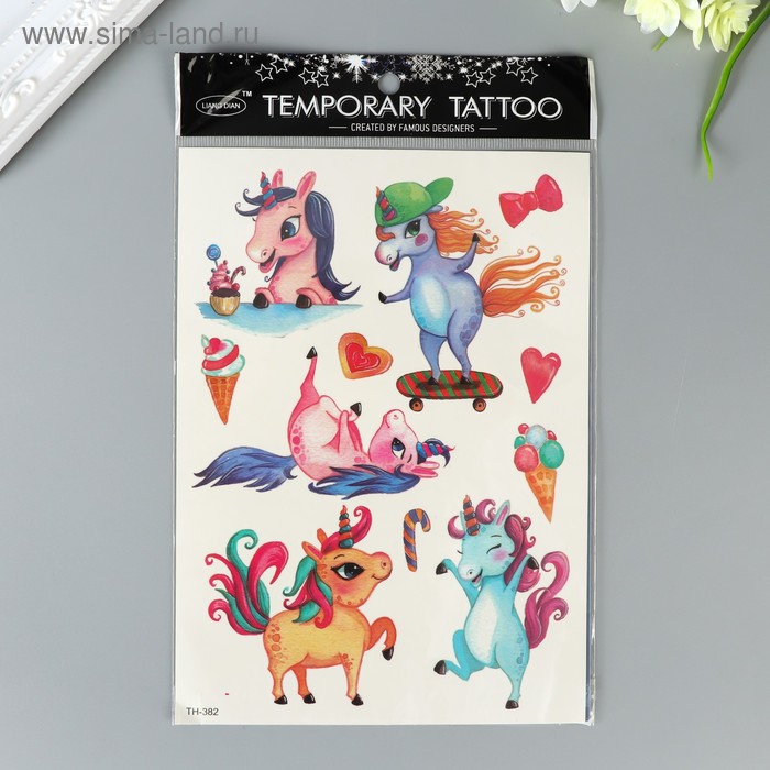 Татуировка на тело цветная "Единорожки" 21х15 см
Татуировка на тело цветная "Единорожки" 21х15 см