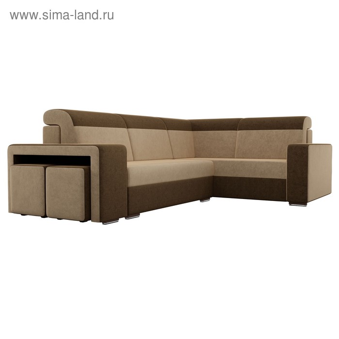 Угловой диван «Модена» с двумя пуфами, еврокнижка, микровельвет, цвет бежевый / коричневый
Угловой диван «Модена» с двумя пуфами, еврокнижка, микровельвет, цвет бежевый / коричневый