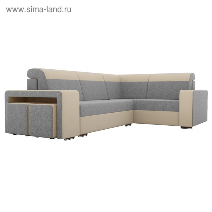 Угловой диван «Модена» с двумя пуфами, механизм еврокнижка, рогожка, цвет серый / бежевый 
Угловой диван «Модена» с двумя пуфами, механизм еврокнижка, рогожка, цвет серый / бежевый