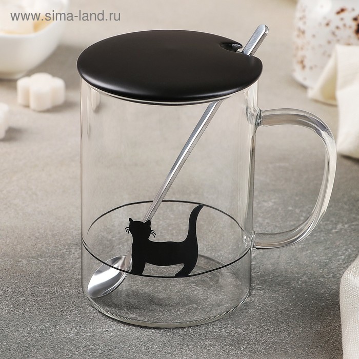 Кружка «Коты», 450 мл, с керамической крышкой и ложкой, рисунок МИКС
Кружка «Коты», 450 мл, с керамической крышкой и ложкой, рисунок МИКС