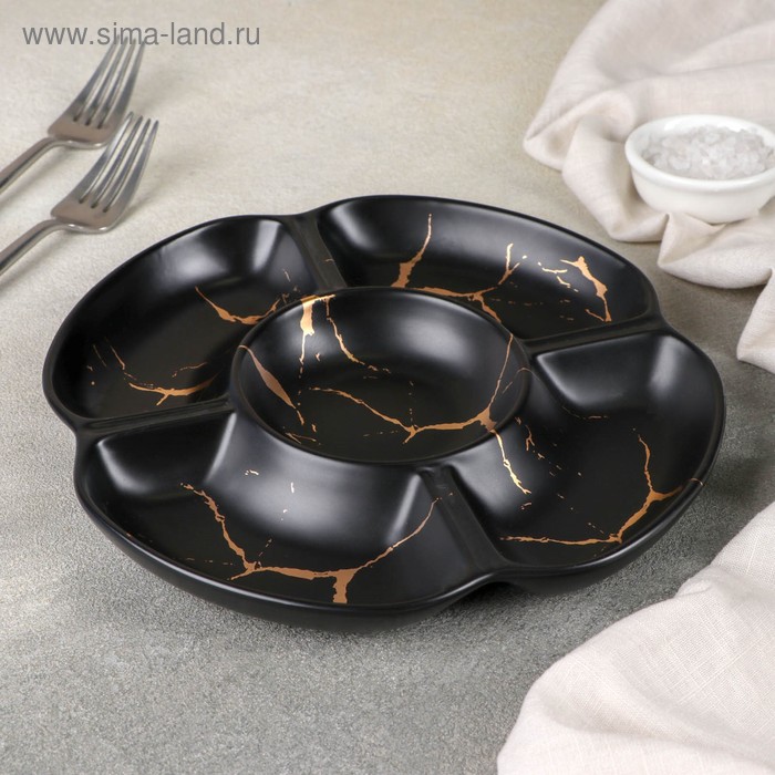 Менажница 5 ячеек «Марбл», 22,8×2,2 см, цвет чёрный
Менажница 5 ячеек «Марбл», 22,8×2,2 см, цвет чёрный