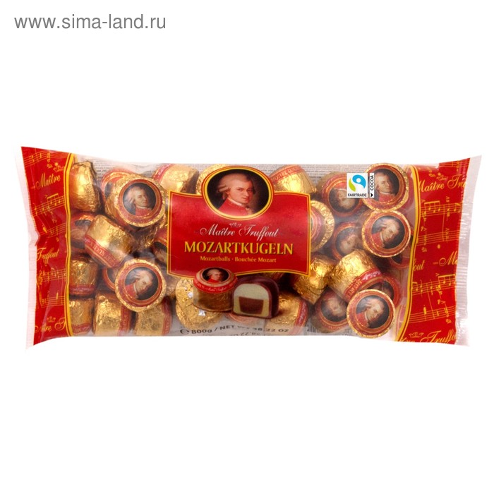 Конфеты марципановые Mozartkugeln maître truffout с двойным слоем шоколада, 800 г
Конфеты марципановые Mozartkugeln maître truffout с двойным слоем шоколада, 800 г