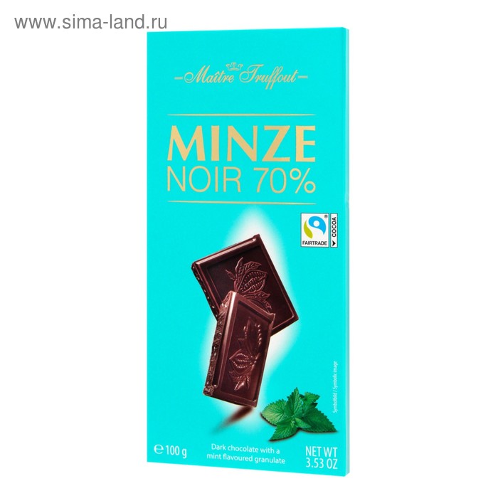 Тёмный шоколад Maitre Truffout с мятным вкусом, 100 г
Тёмный шоколад Maitre Truffout с мятным вкусом, 100 г