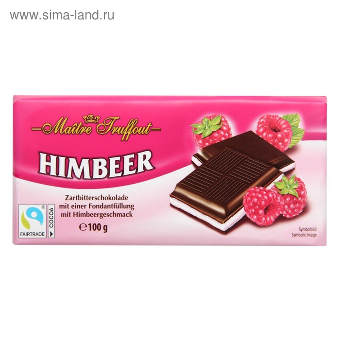 Тёмный шоколад Maitre Truffout со сливочно-малиновым кремом, 100 г
Тёмный шоколад Maitre Truffout со сливочно-малиновым кремом, 100 г