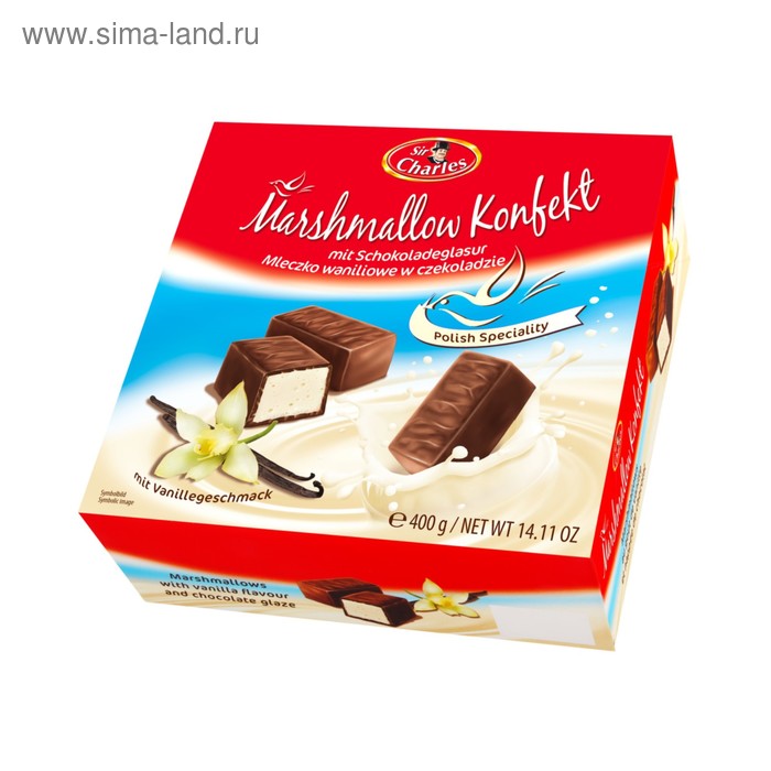 Зефирный десерт Sir Charles в шоколадной глазури, 400 г
Зефирный десерт Sir Charles в шоколадной глазури, 400 г