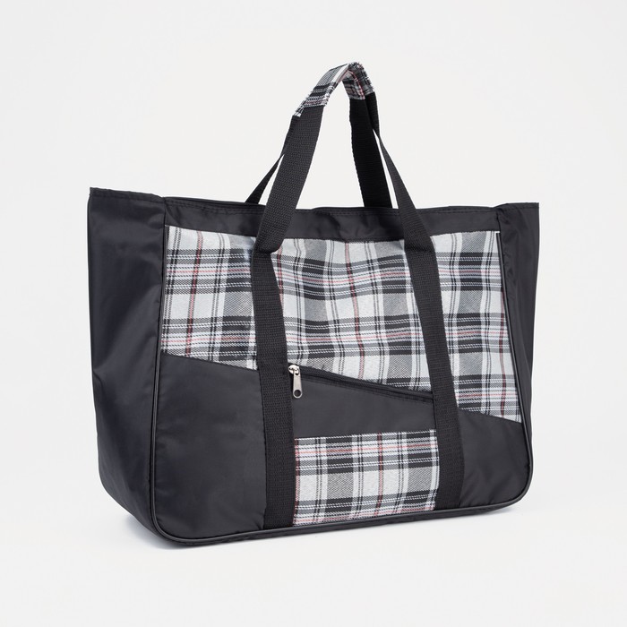 Сумка хозяйственная на молнии, наружный карман, цвет чёрный/серый
Сумка хозяйственная на молнии, наружный карман, цвет чёрный/серый