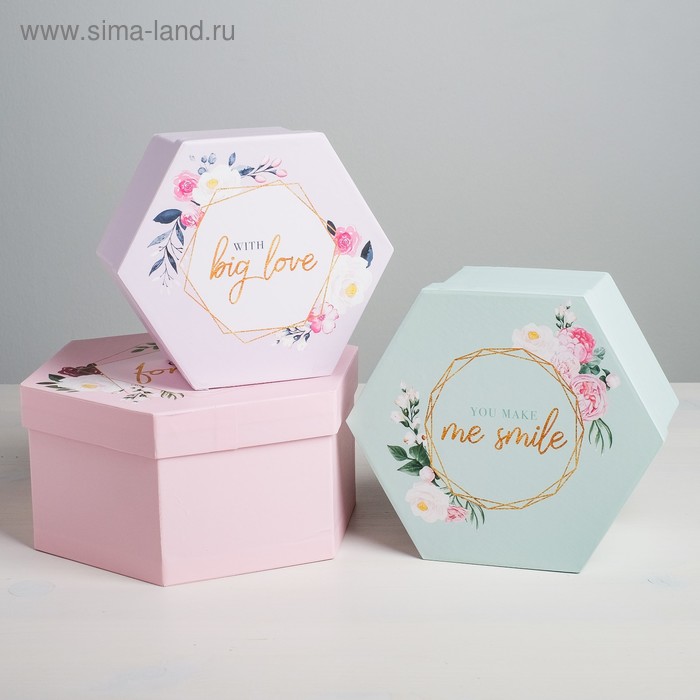 Набор коробок-шестиграников 3 в 1 «Нежность», 16 × 16 × 8 - 21 × 21 × 10 см
Набор коробок-шестиграников 3 в 1 «Нежность», 16 × 16 × 8 - 21 × 21 × 10 см