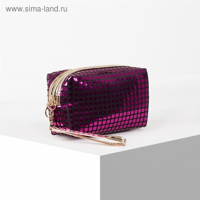 фото Косметичка дорожная, отдел на молнии, с ручкой, цвет малиновый