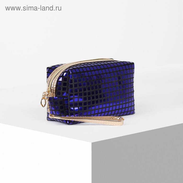 фото Косметичка дорожная, отдел на молнии, с ручкой, цвет синий