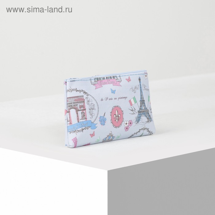 фото Косметичка простая, отдел на молнии, цвет голубой