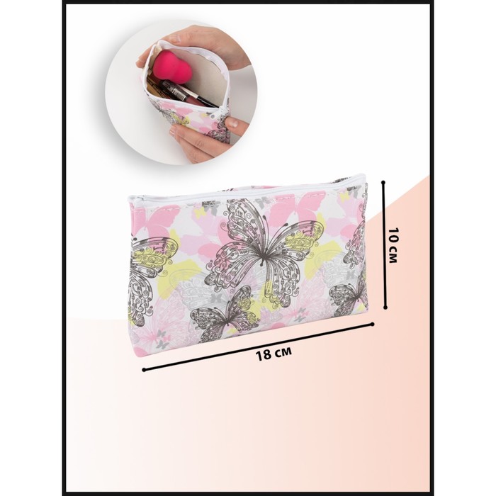 фото Косметичка простая, отдел на молнии, цвет розовый