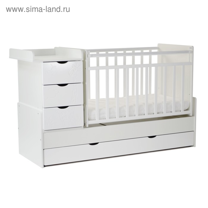 Кровать детская СКВ-5 Жираф, опуск.бок.,маятник,4 ящика,белый
Кровать детская СКВ-5 Жираф, опуск.бок.,маятник,4 ящика,белый