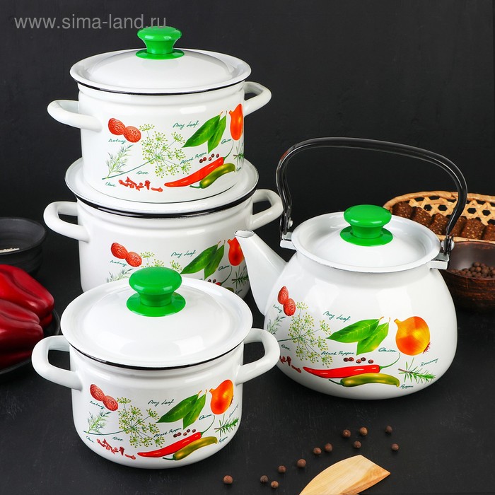Набор посуды «Специи», 4 предмета: кастрюли 2 л, 3 л, 4 л, чайник 3 л 
Набор посуды «Специи», 4 предмета: кастрюли 2 л, 3 л, 4 л, чайник 3 л