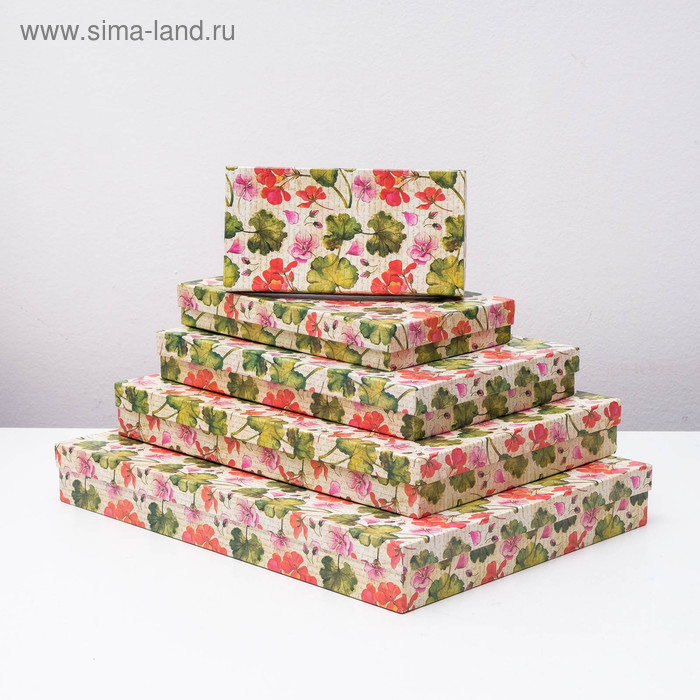 Набор коробок 5 в 1 "Герань", 40 х 30 х 5 - 20 х 10 х 3 см
Набор коробок 5 в 1 "Герань", 40 х 30 х 5 - 20 х 10 х 3 см