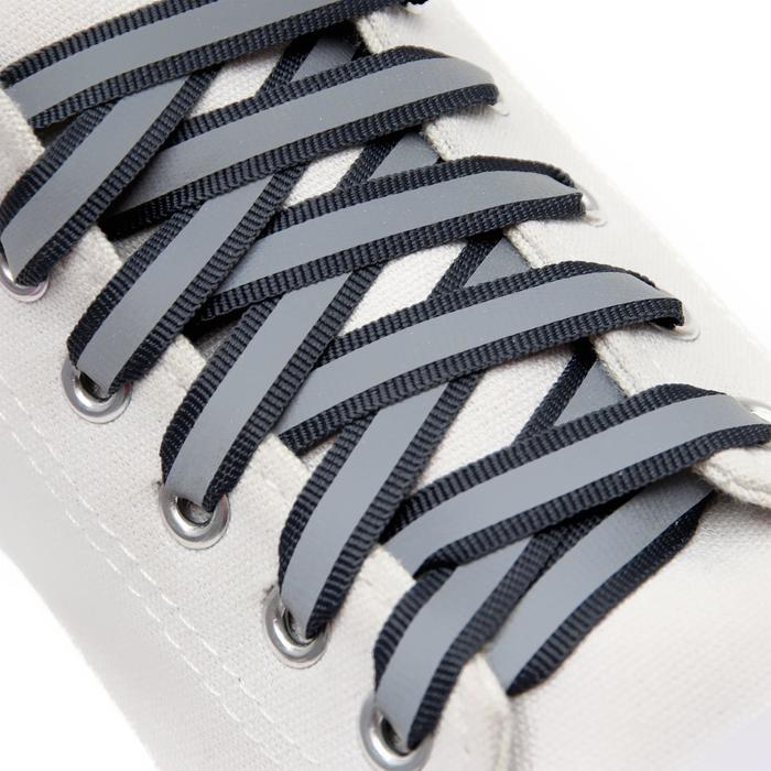 фото Шнурки для обуви, пара, плоские, со светоотражающей полосой, 10 мм, 120 см, цвет серый onlitop