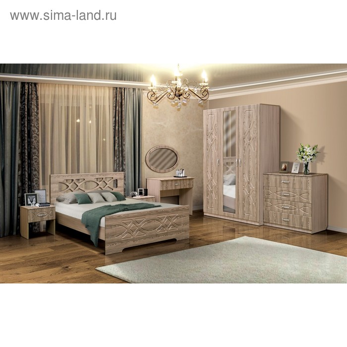 Спальня «Венеция 7», кровать 140 × 200, шкаф, 2 тумбочки, зеркало, стол туалетный, комод
Спальня «Венеция 7», кровать 140 × 200, шкаф, 2 тумбочки, зеркало, стол туалетный, комод