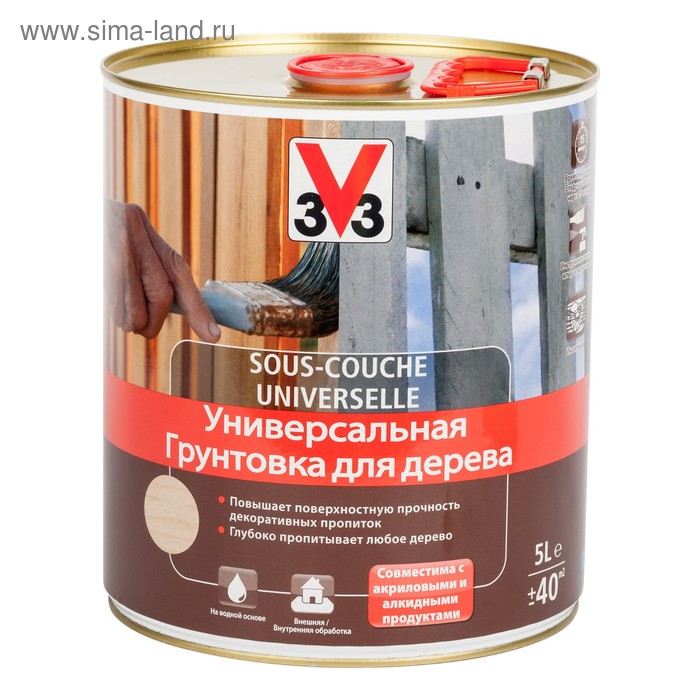 V33 Универсальная грунтовка для дерева, 2,5л (105359)
V33 Универсальная грунтовка для дерева, 2,5л (105359)