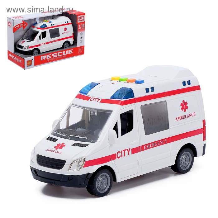 Машина инерционная «Скорая помощь», световые и звуковые эффекты, 1:16 
Машина инерционная «Скорая помощь», световые и звуковые эффекты, 1:16
