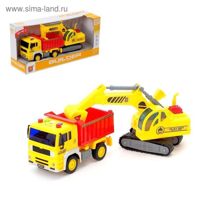Машина инерционная «Грузовик с экскаватором», световые и звуковые эффекты, 1:20
Машина инерционная «Грузовик с экскаватором», световые и звуковые эффекты, 1:20