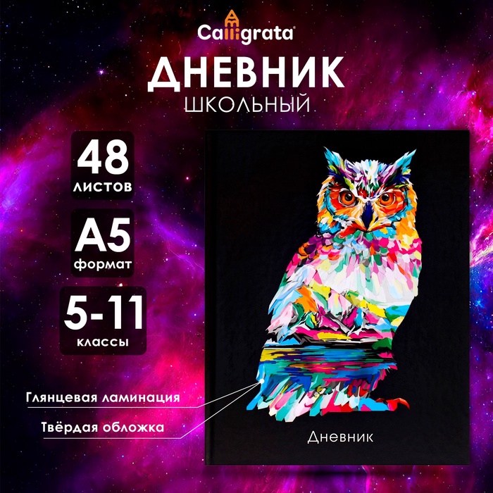 Дневник для 5-11 классов, "Неон. Сова", твердая обложка 7БЦ, глянцевая ламинация, 48 листов
Дневник для 5-11 классов, "Неон. Сова", твердая обложка 7БЦ, глянцевая ламинация, 48 листов