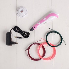 3D ручка с дисплеем, набор PLA пластика, цвет розовый 
3D ручка с дисплеем, набор PLA пластика, цвет розовый